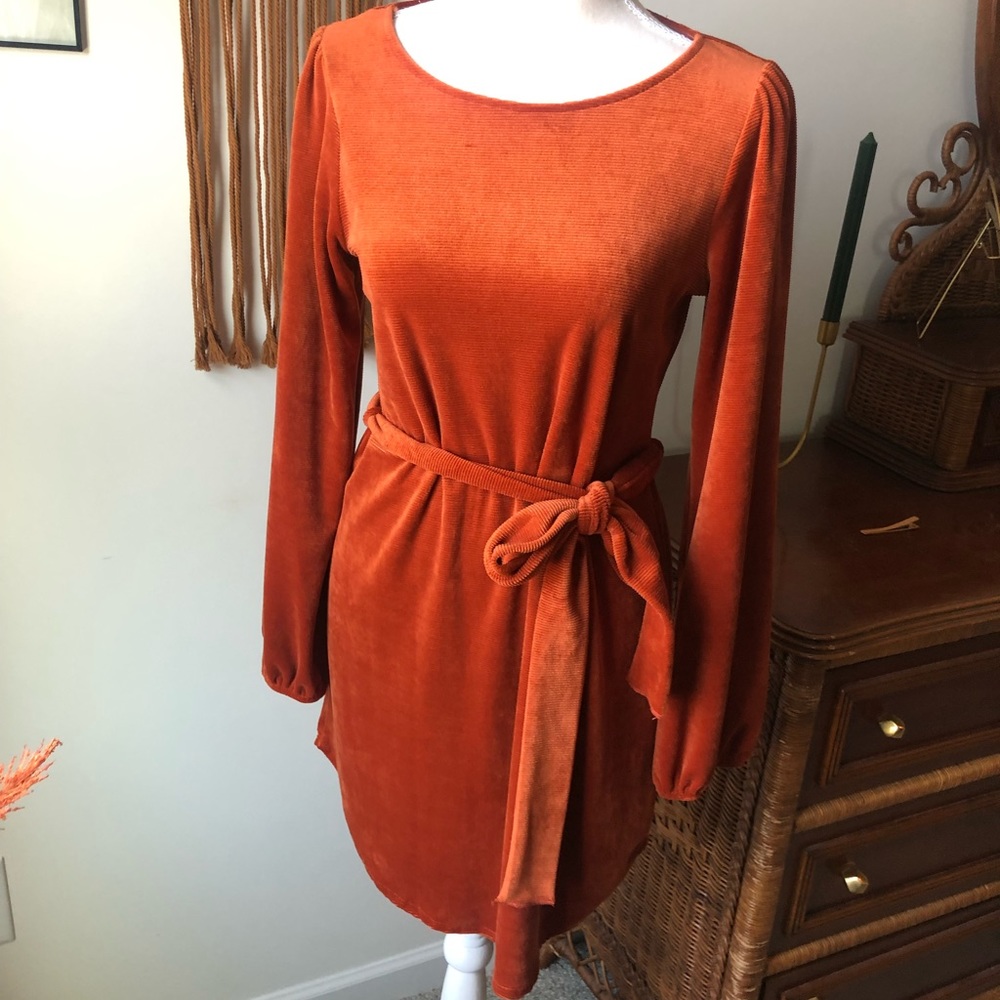 COPY - Boutique Velvet Orange Dress; NWT